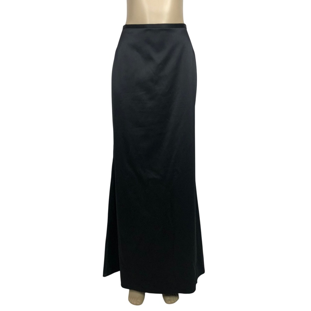 JS Collections Black Satin Maxi Skirt Size 12 Formal Evening Whimsigoth Gothic